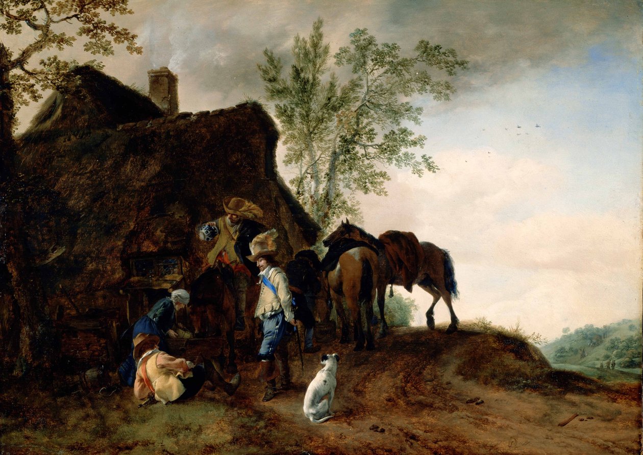 Halte de cavaliers à une auberge - Philips Wouwerman