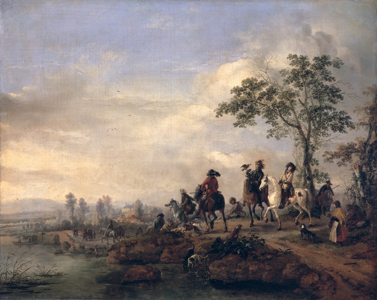 Retour des fauconniers de la chasse, 1658-60 - Philips Wouwerman