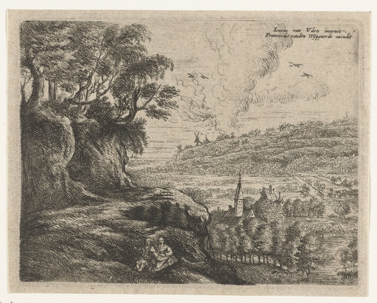 Paysage avec un homme, une femme et un enfant - Philips Augustijn Immenraet
