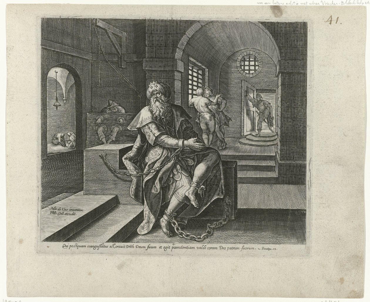 Le roi Manassé en prison - Philips Galle (attributed to workshop of)