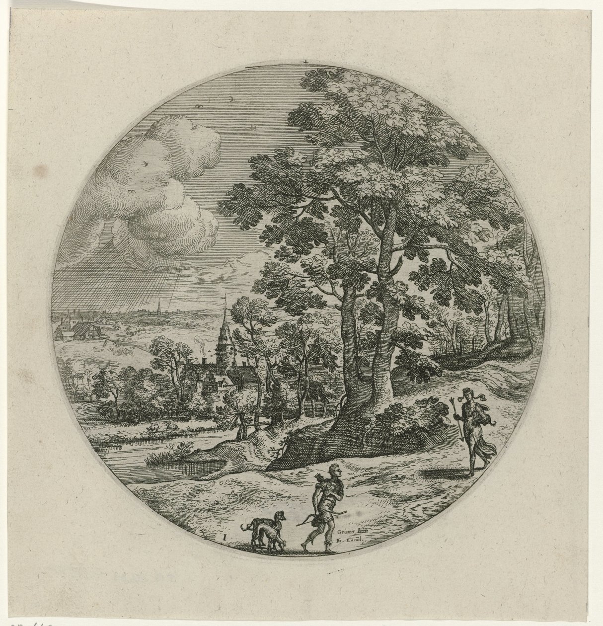 Procris offre une flèche magique à Céphale - Philips Galle (attributed to workshop of)