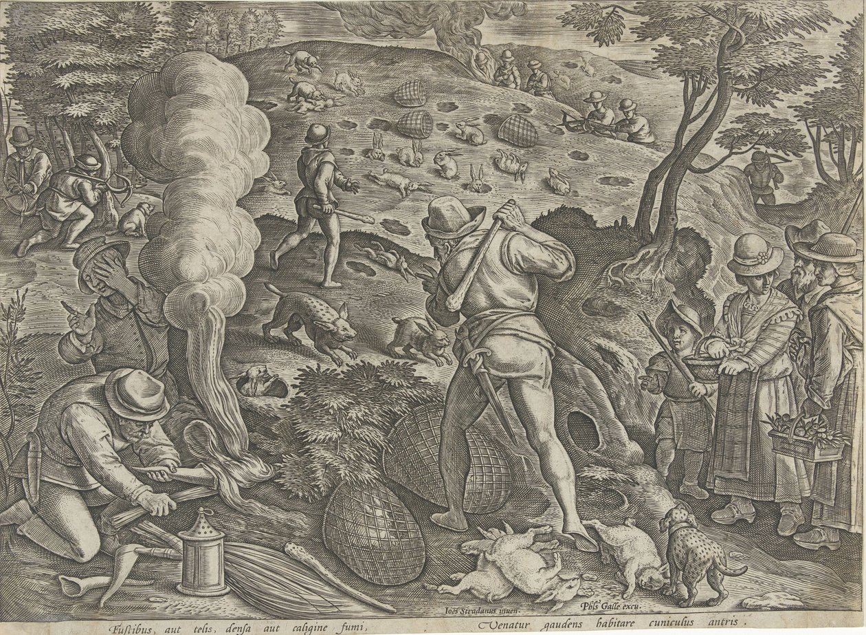 Chasse aux lapins (Jachttaferelen) - Philips Galle (possibly)