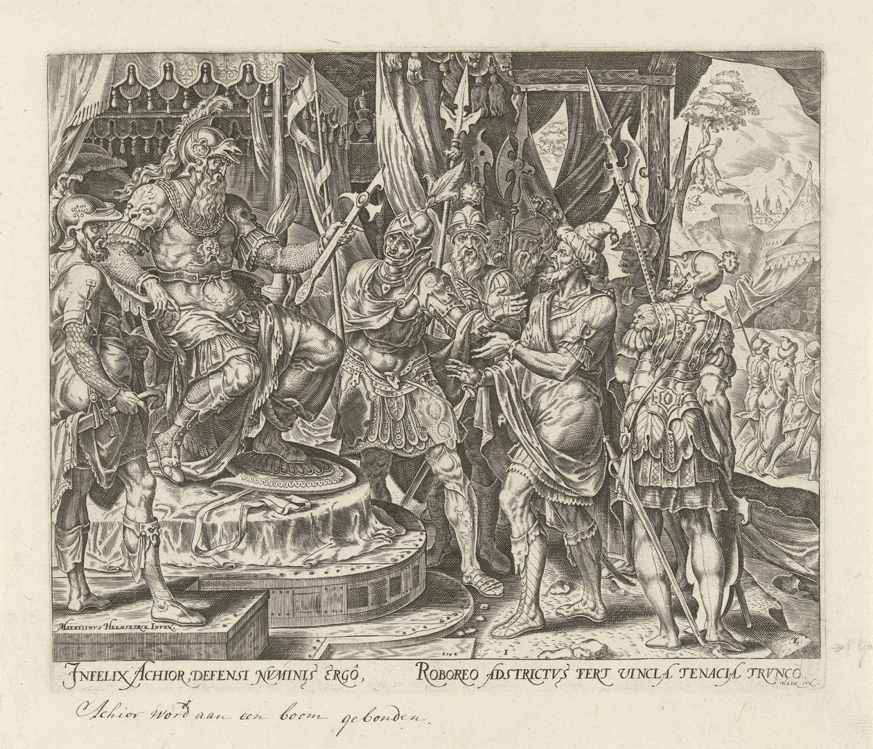 Achior devant Holopherne (Histoire de Judith et Holopherne) - Philips Galle