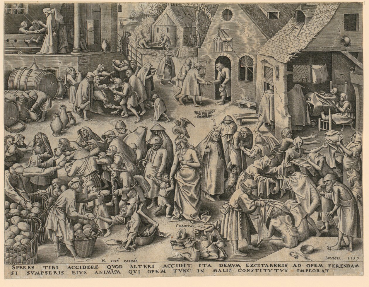 Charité (Charitas), planche 3 de la série «Les sept vertus» - Philips Galle