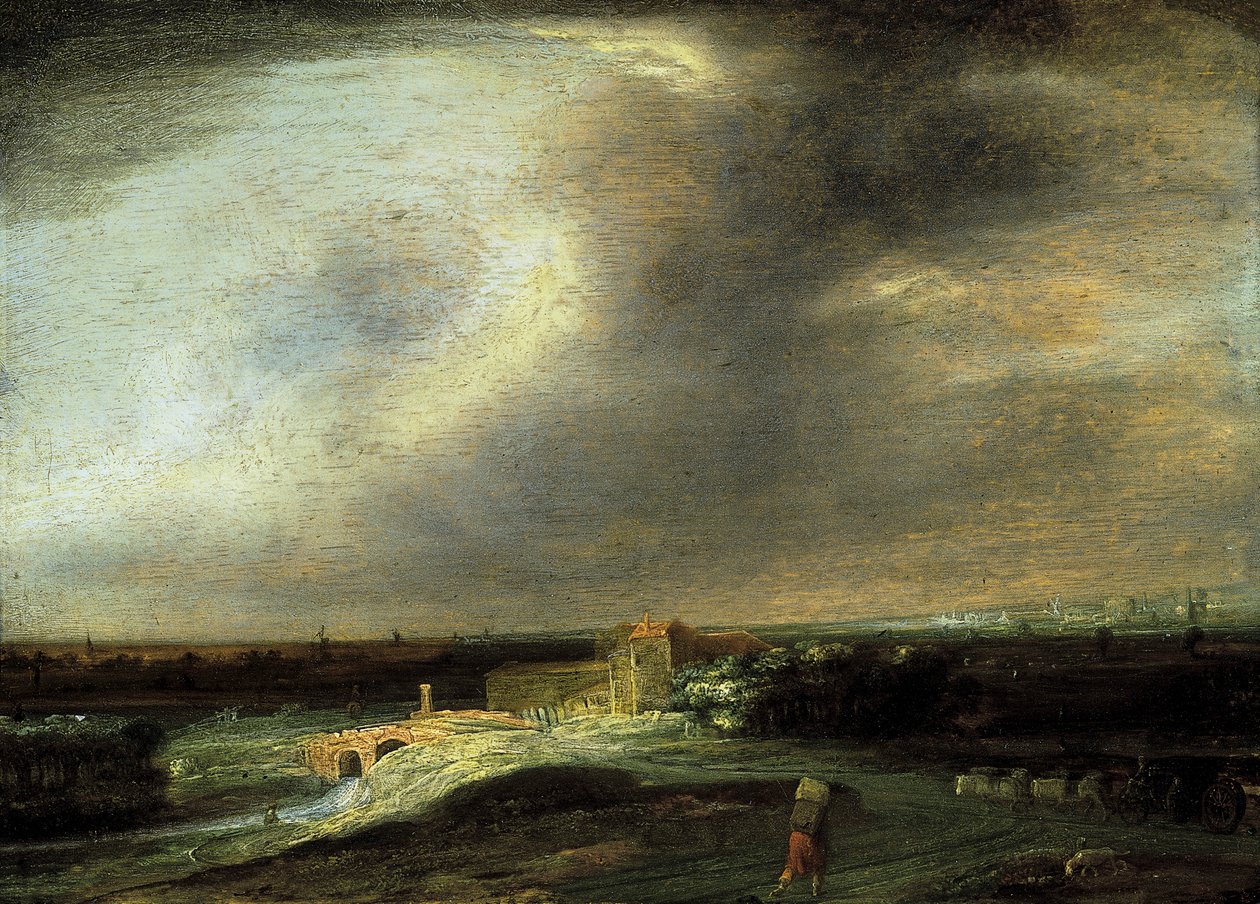 Paysage avec une ville lointaine - Philips Koninck