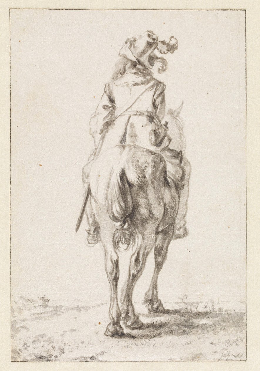 Cavalier à cheval, vu de dos - Philips Wouwerman