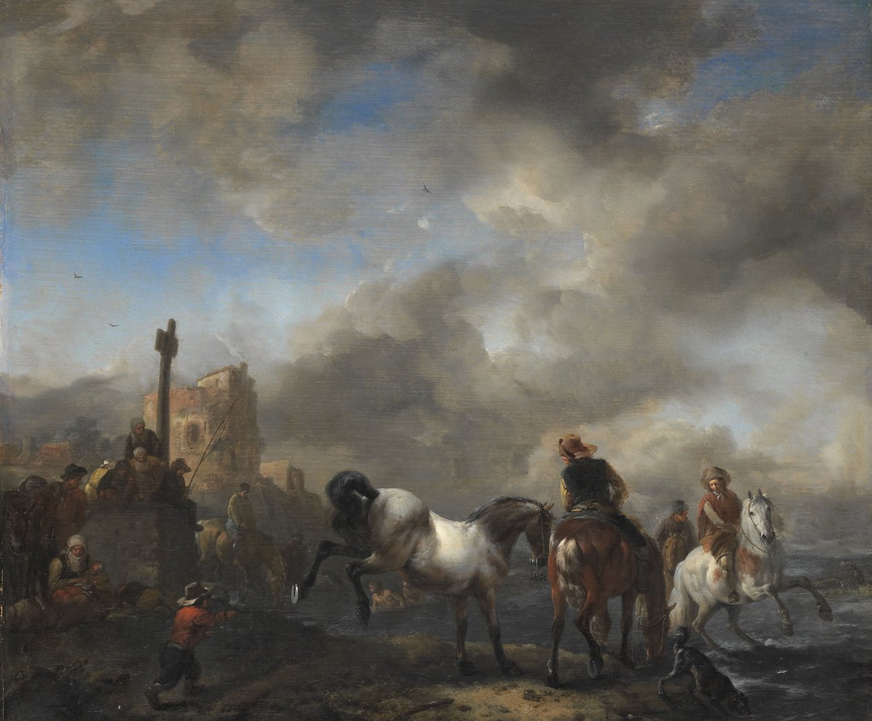 Étang à chevaux près d