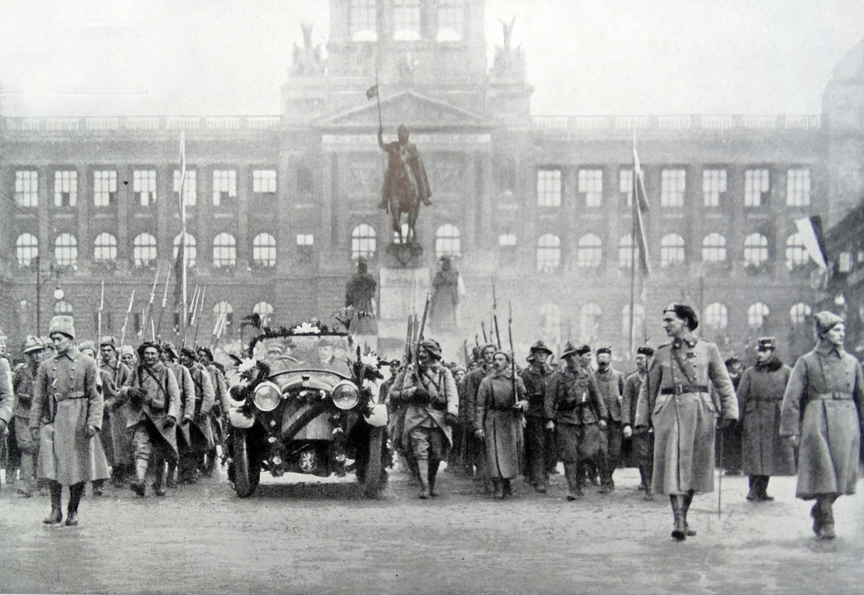Troupes tchèques accompagnant le président Thomas Masaryk à Prague, 25 décembre 1918 - Photographer Czech