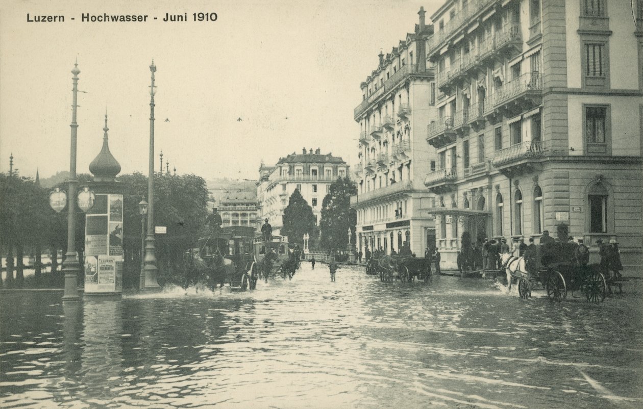 Inondations, Lucerne, Suisse (photo n/b) - Photographer Swiss