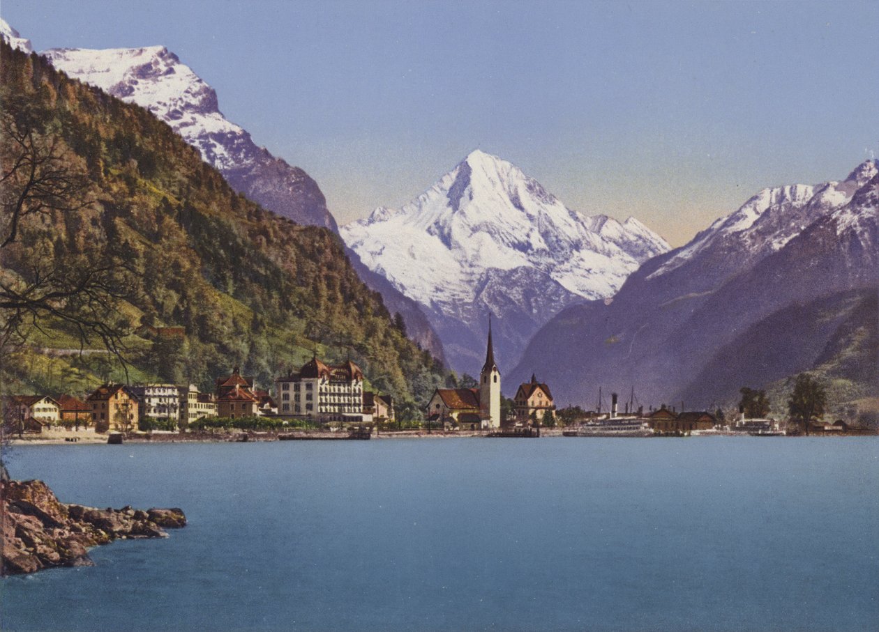 Fluelen et le Bristenstock 3074m (photo couleur) - Photographer Swiss