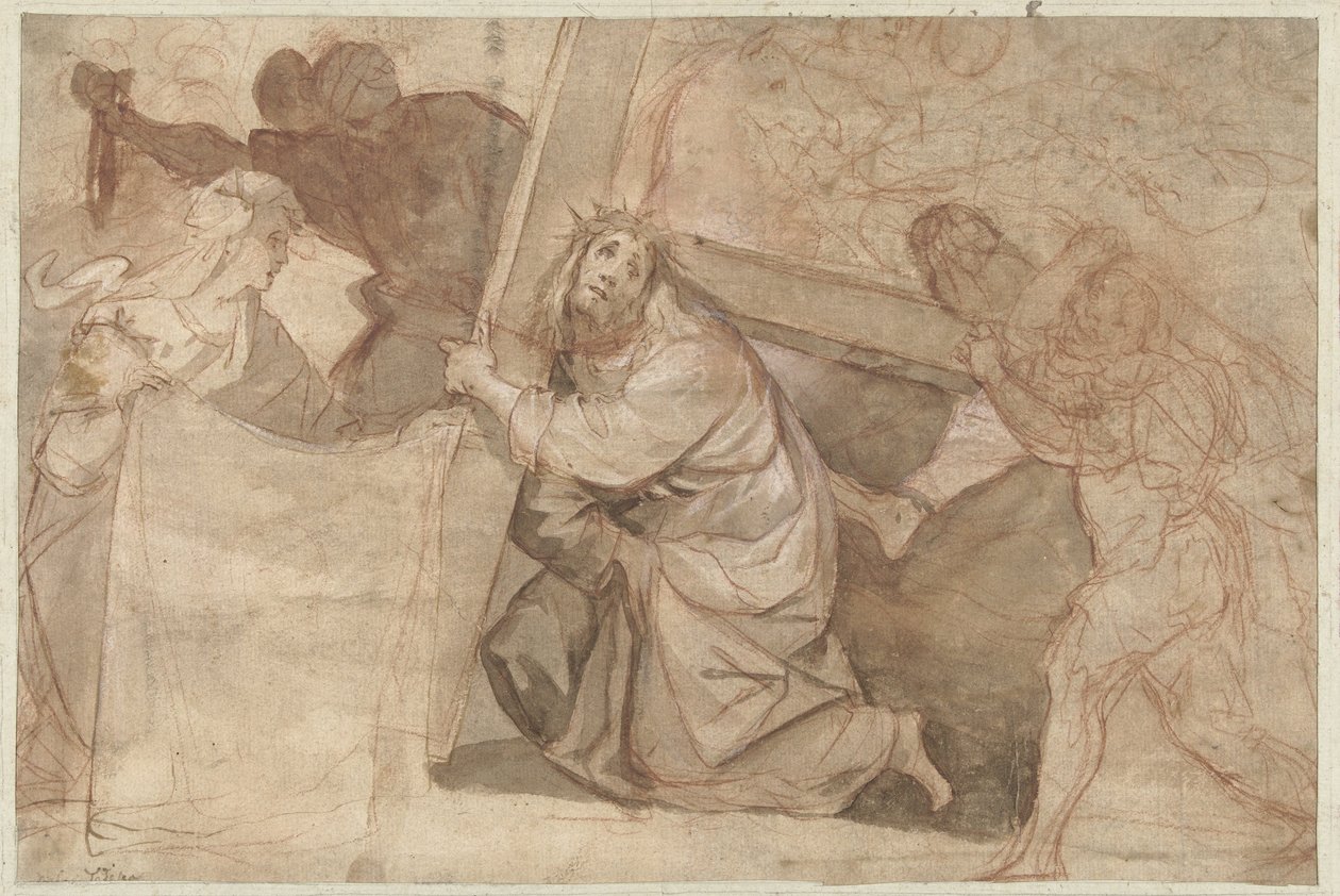 Christ tombe sous la croix - Pier Francesco Morazzone (circle of)