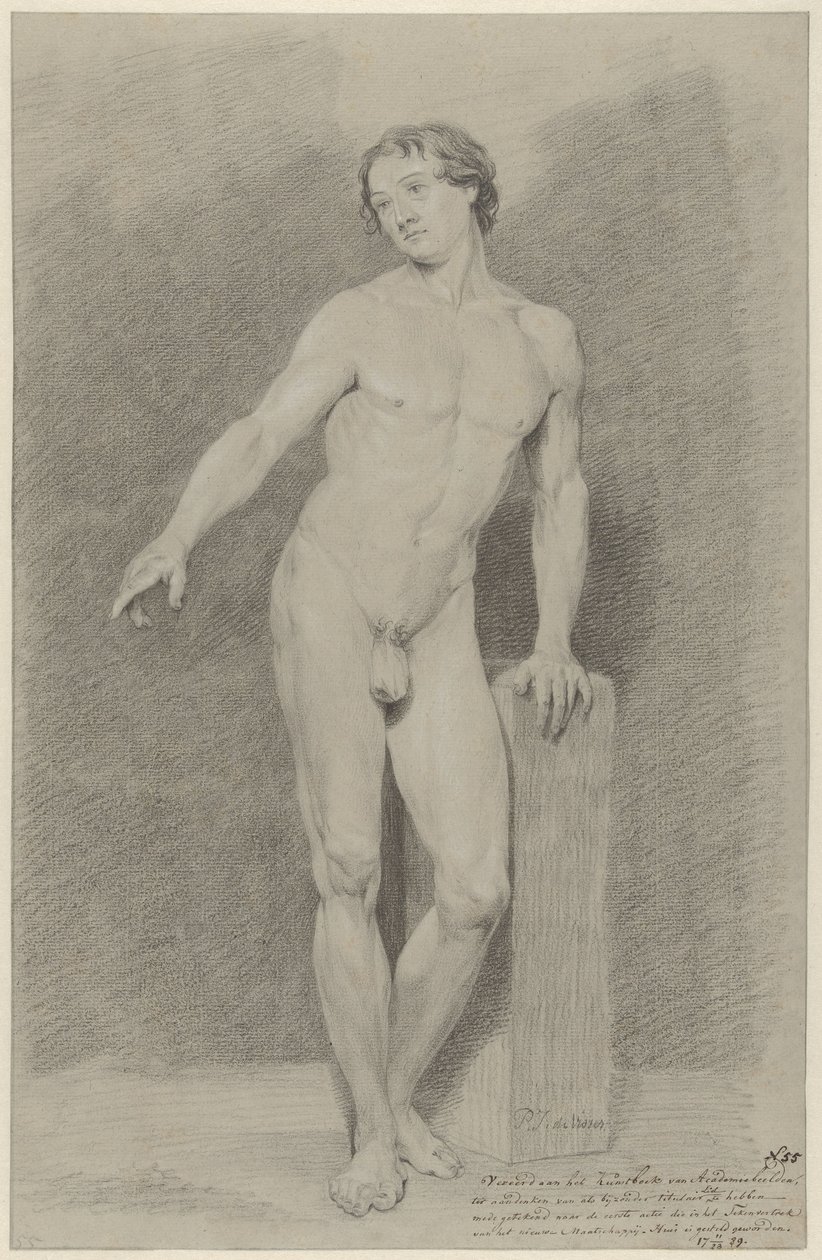 Homme nu debout, bras tendu, vers la gauche - Pier Johannes de Visser