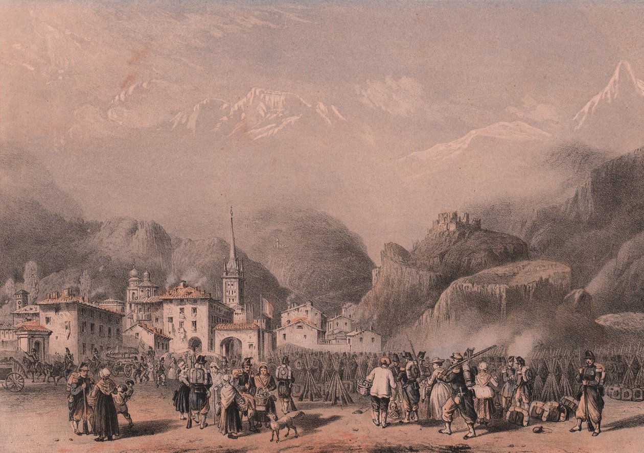 Bivouac des troupes françaises à Suse, Piémont - Blaise Nicolas Le Sueur