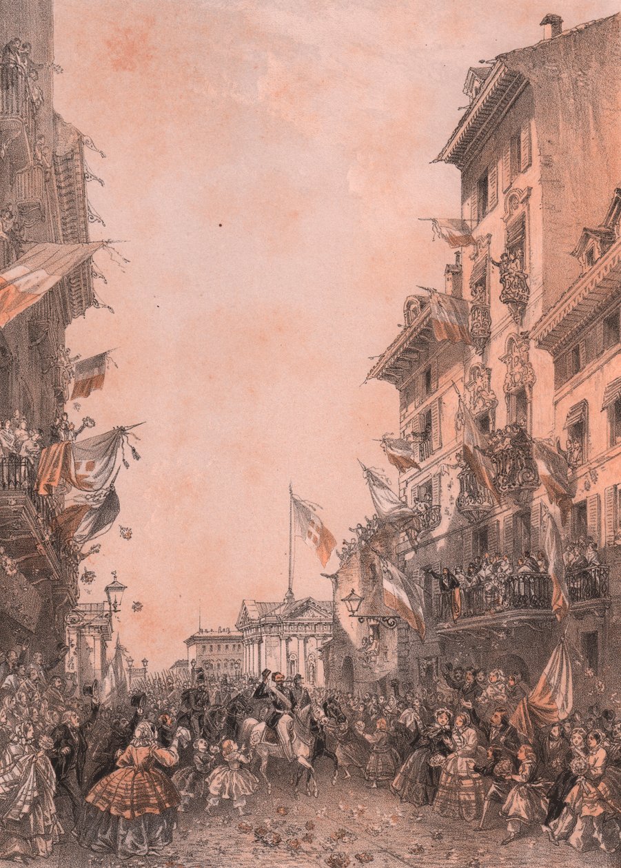 Entrée du roi Victor-Emmanuel II à Brescia, Lombardie - Blaise Nicolas Le Sueur
