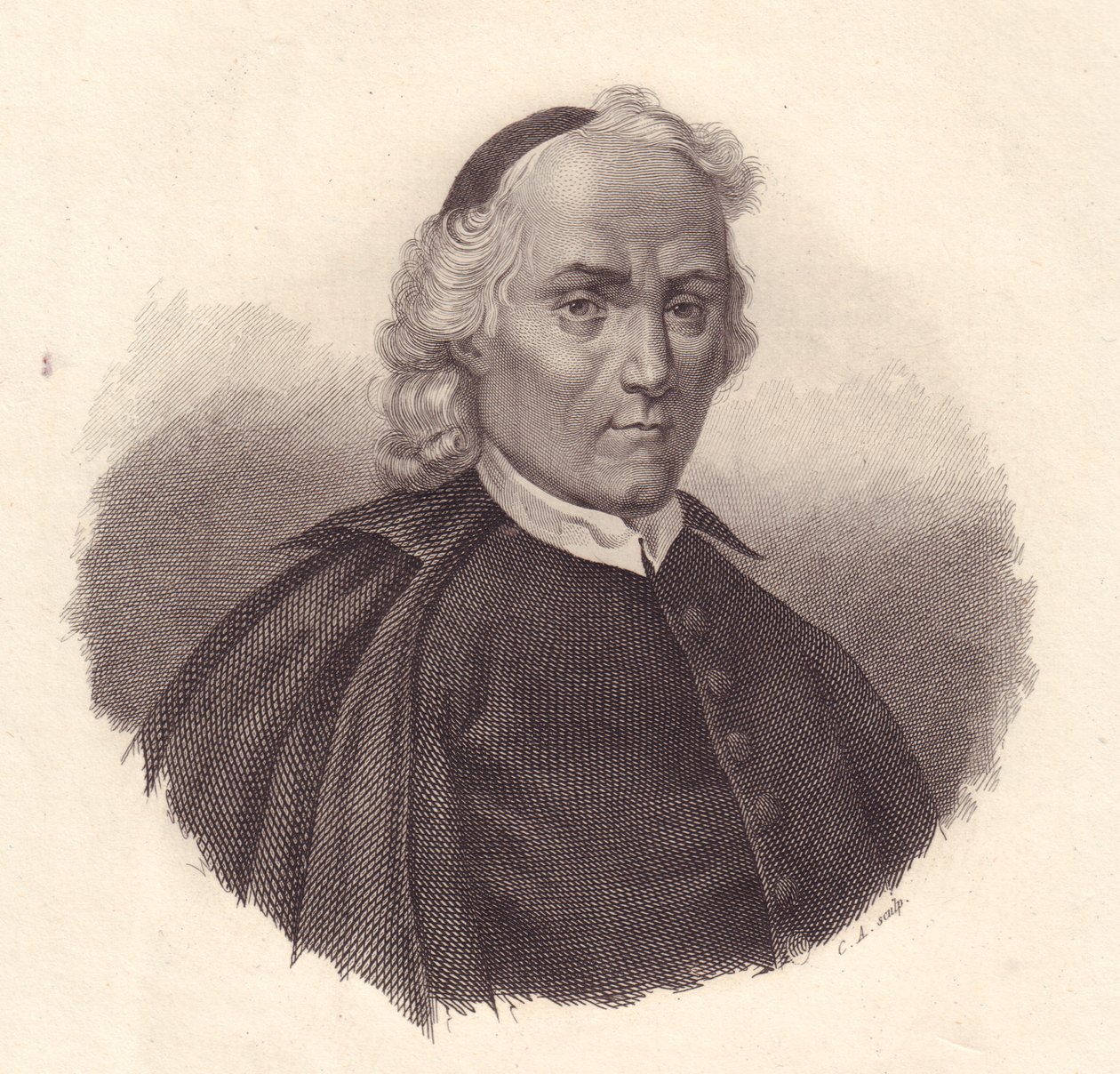 Portrait du presbytérien et historien italien Ludovico Antonio Muratori (1672-1750), gravure sur cuivre - Blaise Nicolas Le Sueur