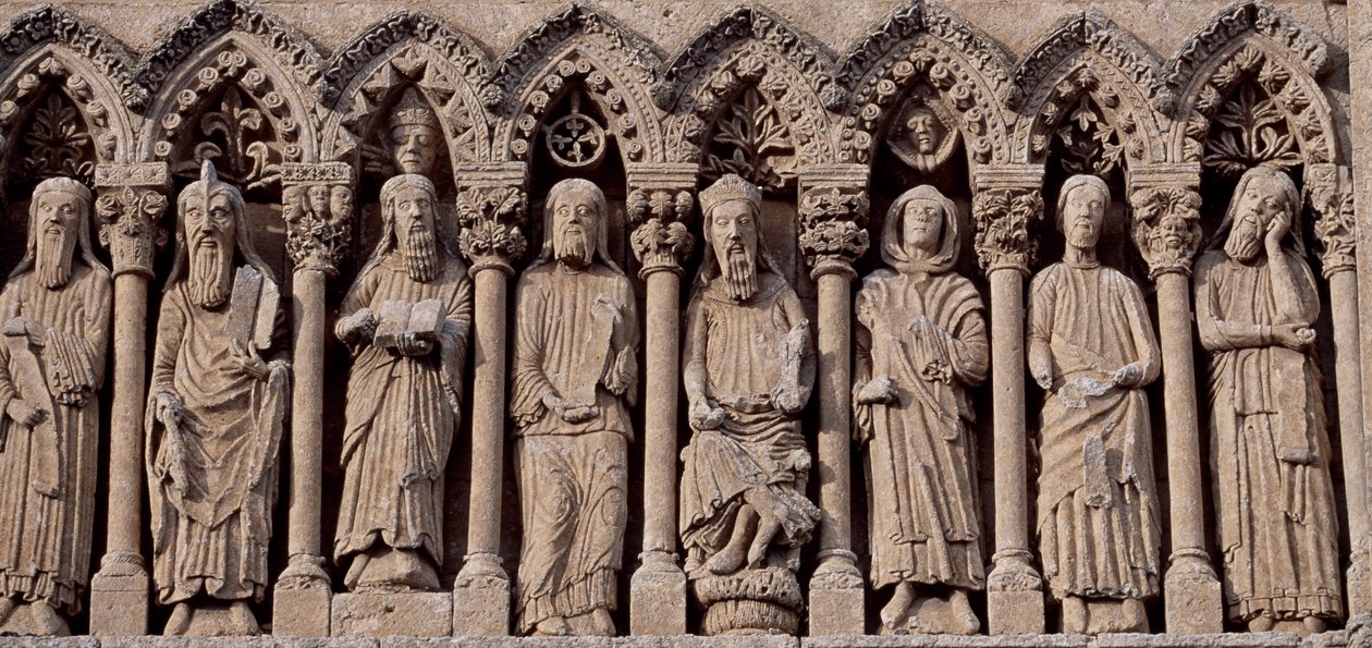 Espagne, Castille-et-León, Cathédrale de Santa Maria, Frise avec des personnages de l