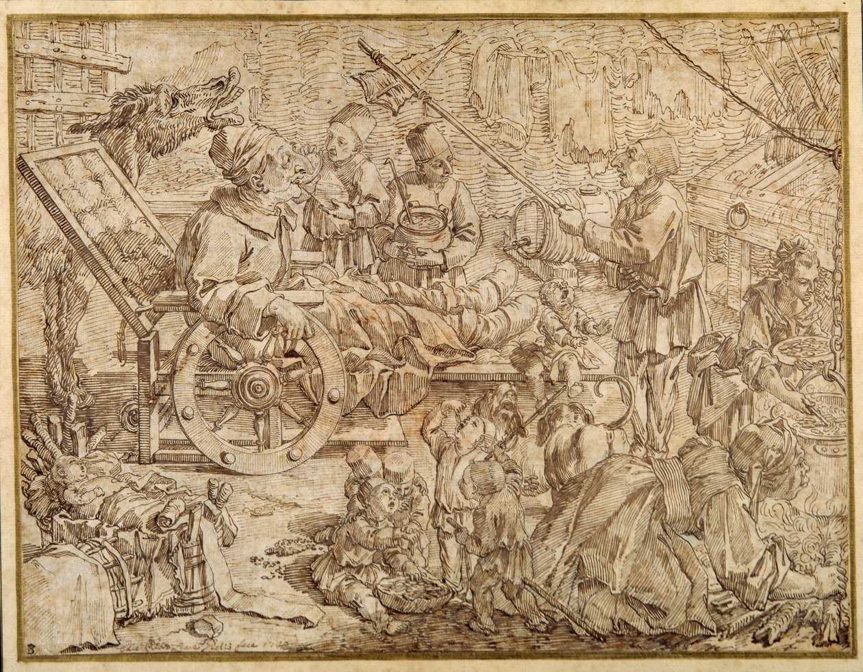 Polcinello invalide avec la goutte - Pier Leone Ghezzi