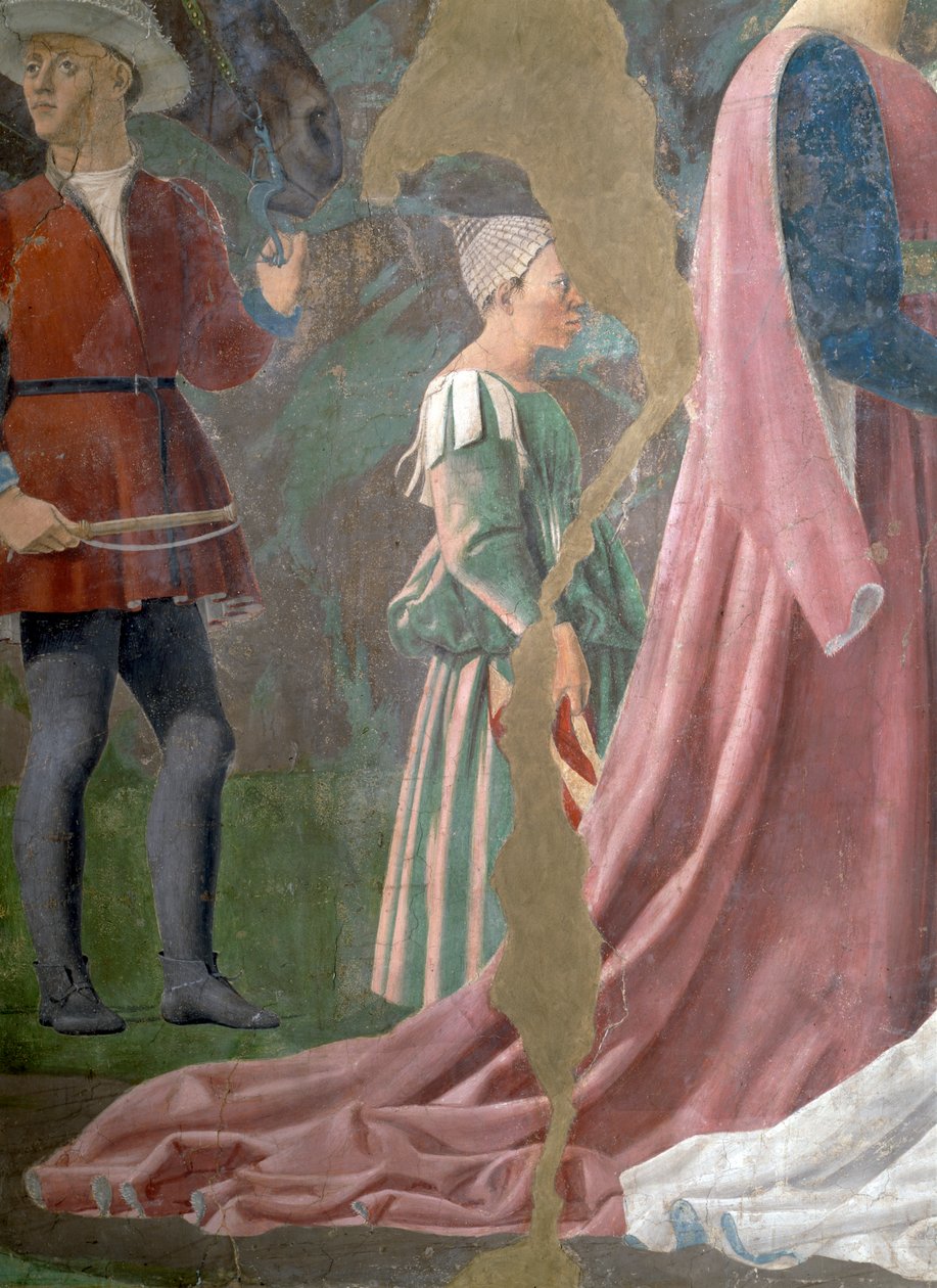 La Légende de la Vraie Croix, la Reine de Saba adorant le Bois de la Croix, serviteur (détail) - Piero della Francesca