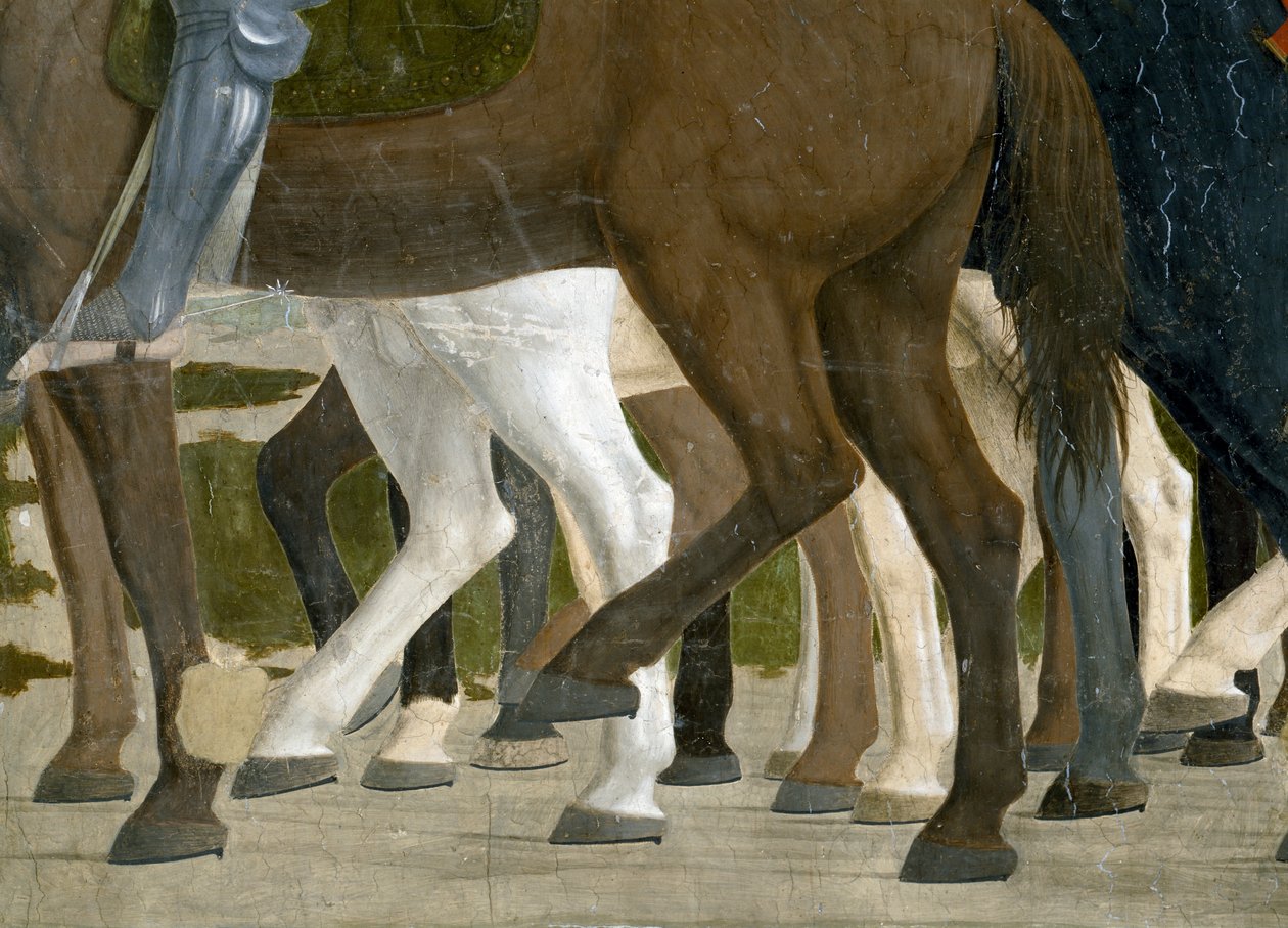 La Légende de la Vraie Croix, la Victoire de Constantin au Pont Milvius, pieds des chevaux (détail) - Piero della Francesca