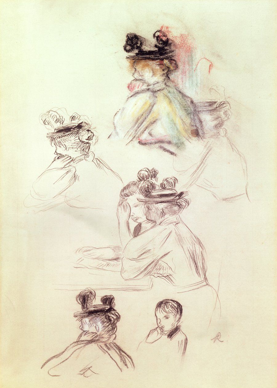 Feuille de travail avec sept figures - Pierre Auguste Renoir