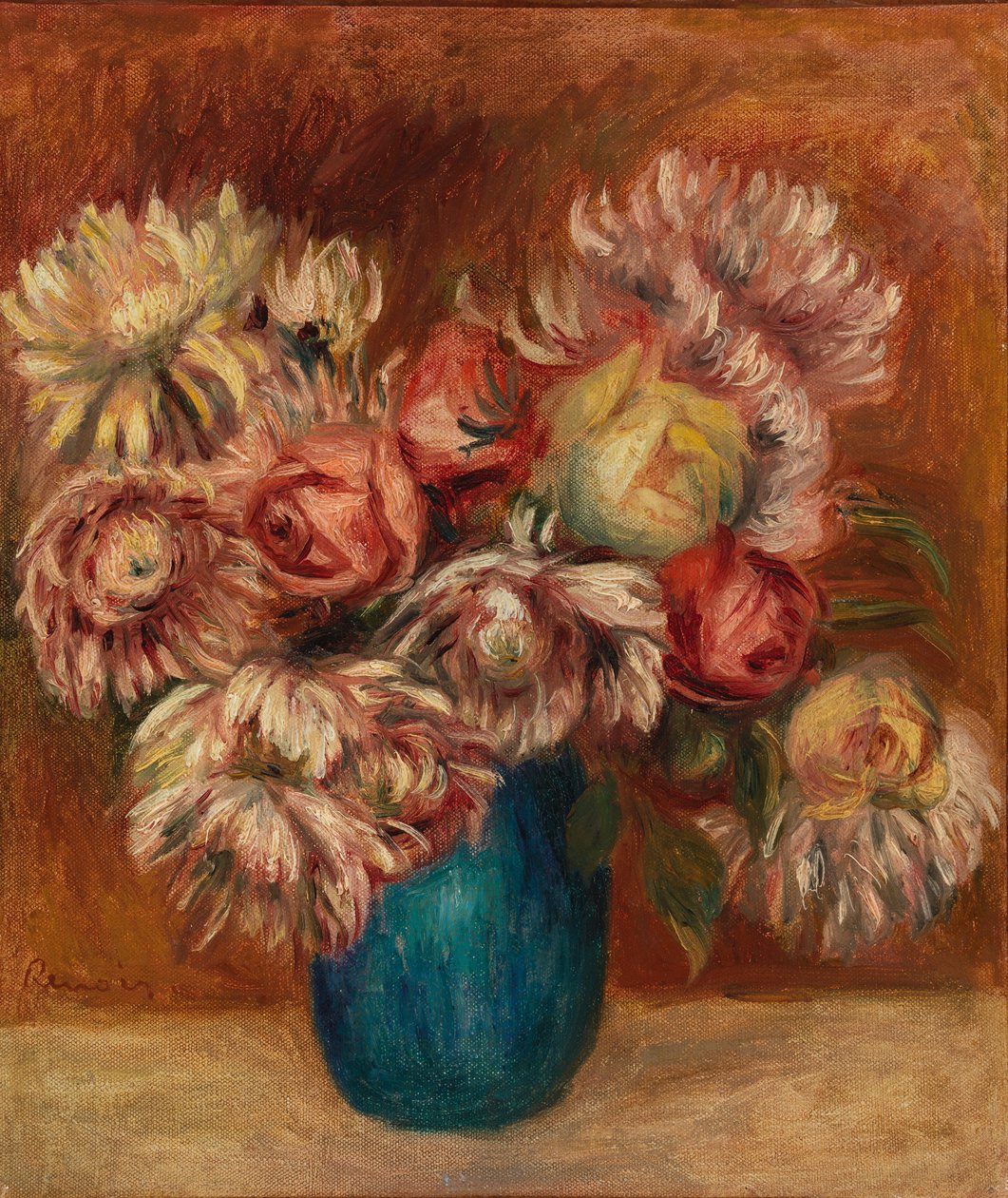 Fleurs dans un vase vert - Pierre-Auguste Renoir