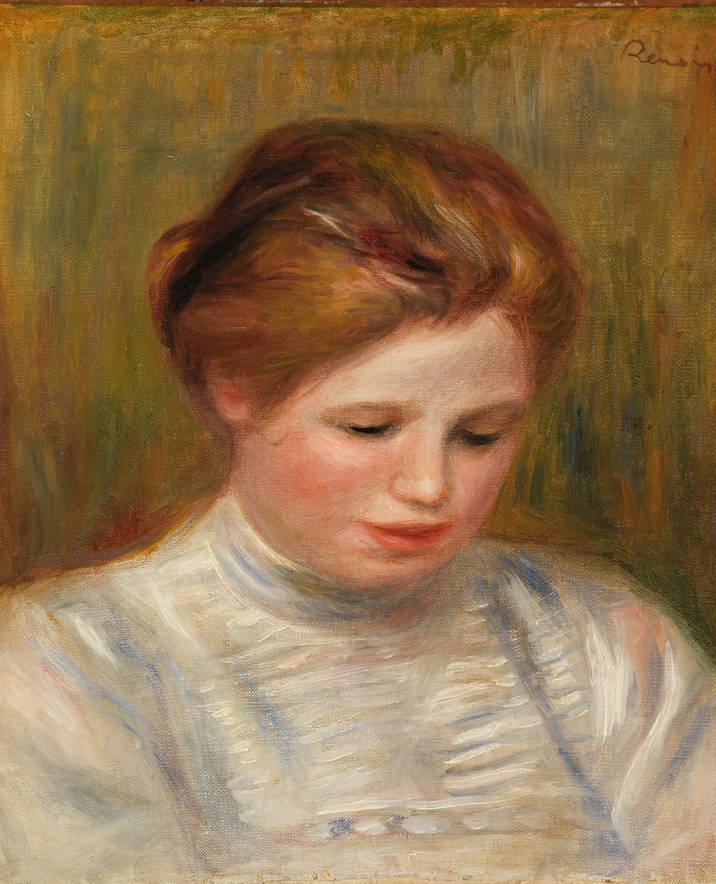 Tête; aussi appelée Étude de brodeuse - Pierre-Auguste Renoir