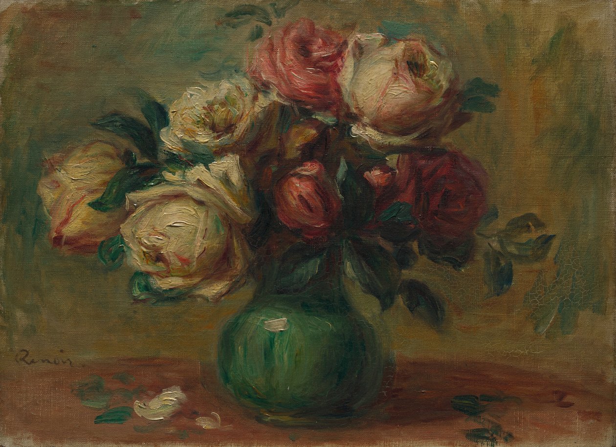 Roses dans un vase - Pierre-Auguste Renoir