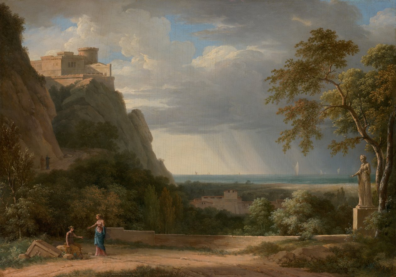 Paysage classique avec figures et sculpture - Pierre-Henri de Valenciennes