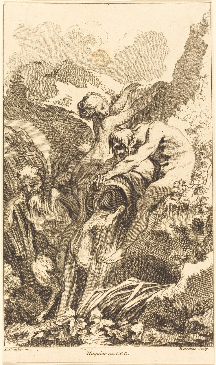 Satyre, nymphe et dieu de la rivière - Pierre Alexandre Aveline after François Boucher