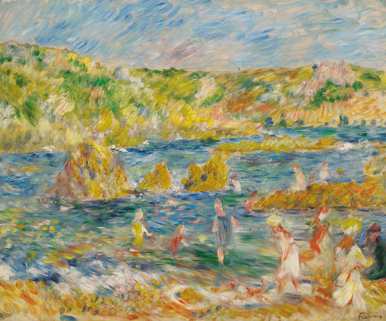 Rochers de Guernesey avec personnages Plage à Guernesey - Pierre Auguste Renoir