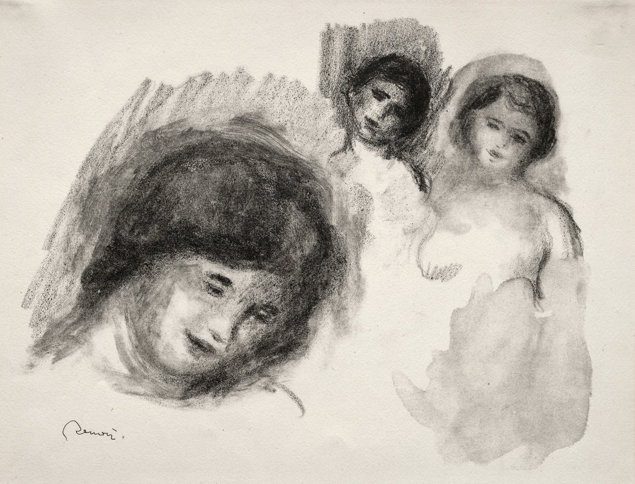 Pierre avec trois esquisses - Pierre Auguste Renoir