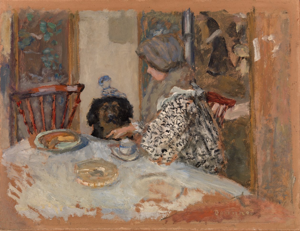 Femme au chien, ou Femme et chien à table - Pierre Bonnard