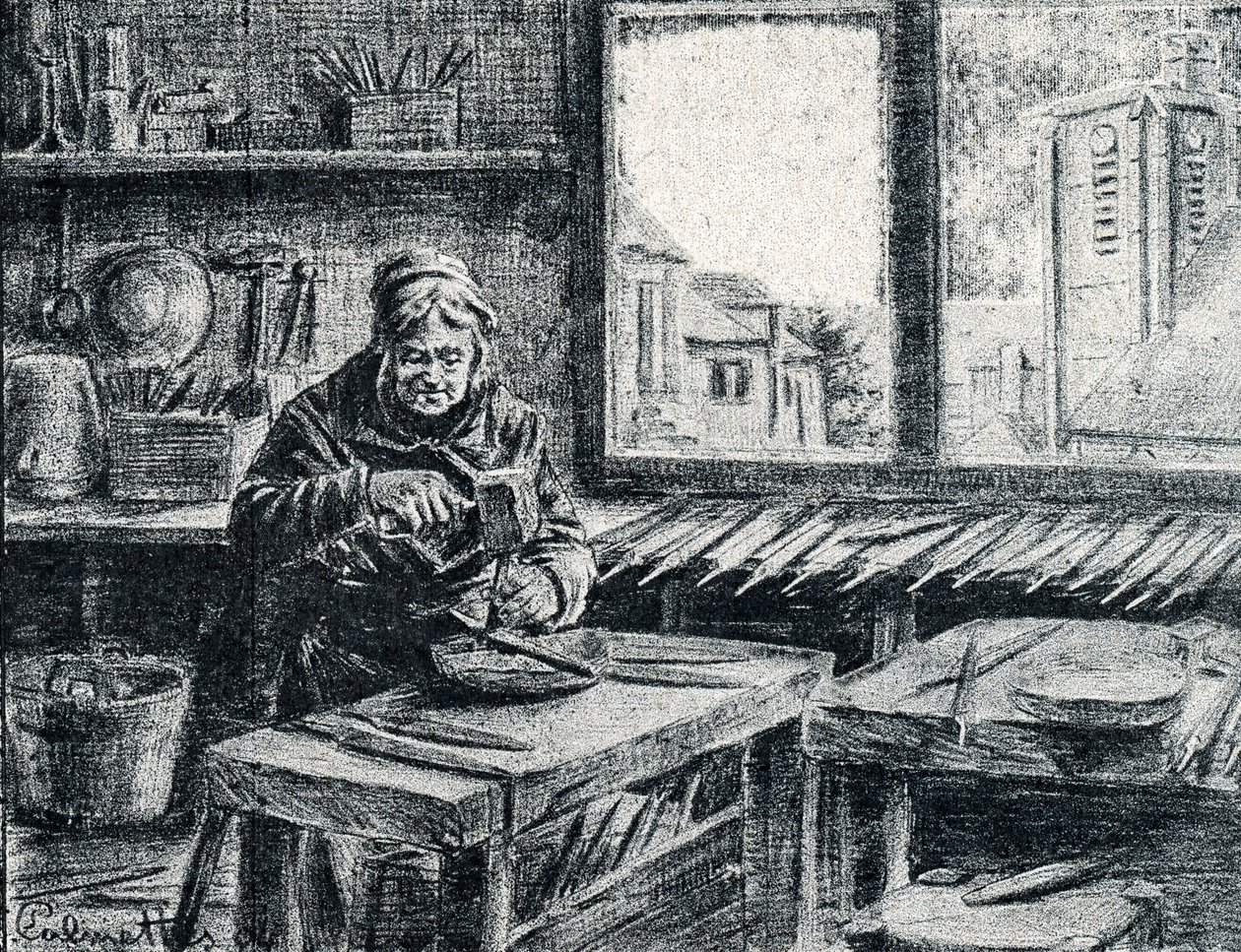 Un ouvrier fabriquant des limes Gravure de Pierre Calmette Collection privée - Pierre Calmettes