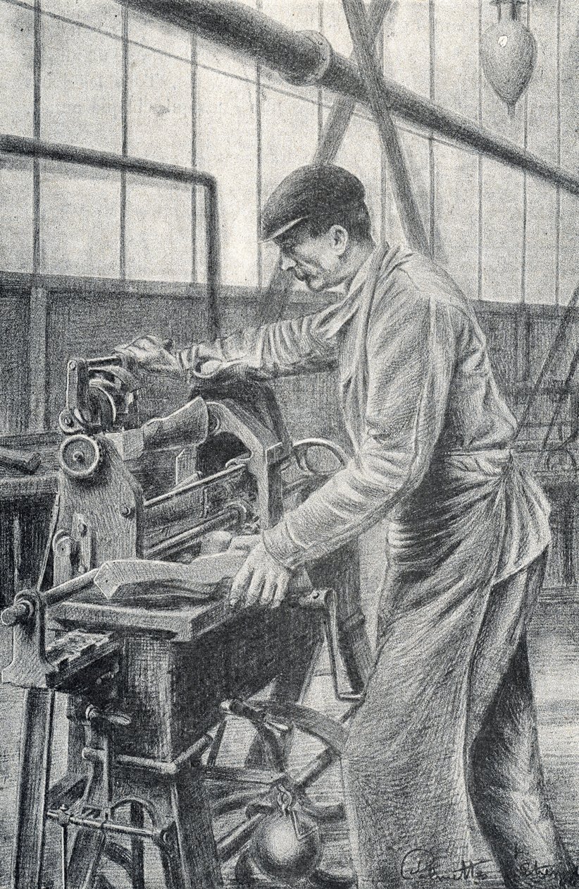 Découpe de crosses de fusil dans une usine d