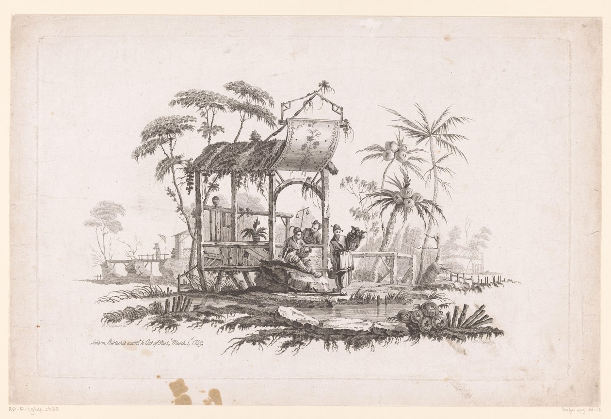 Figures avec paniers sur la rive - Pierre Charles Canot