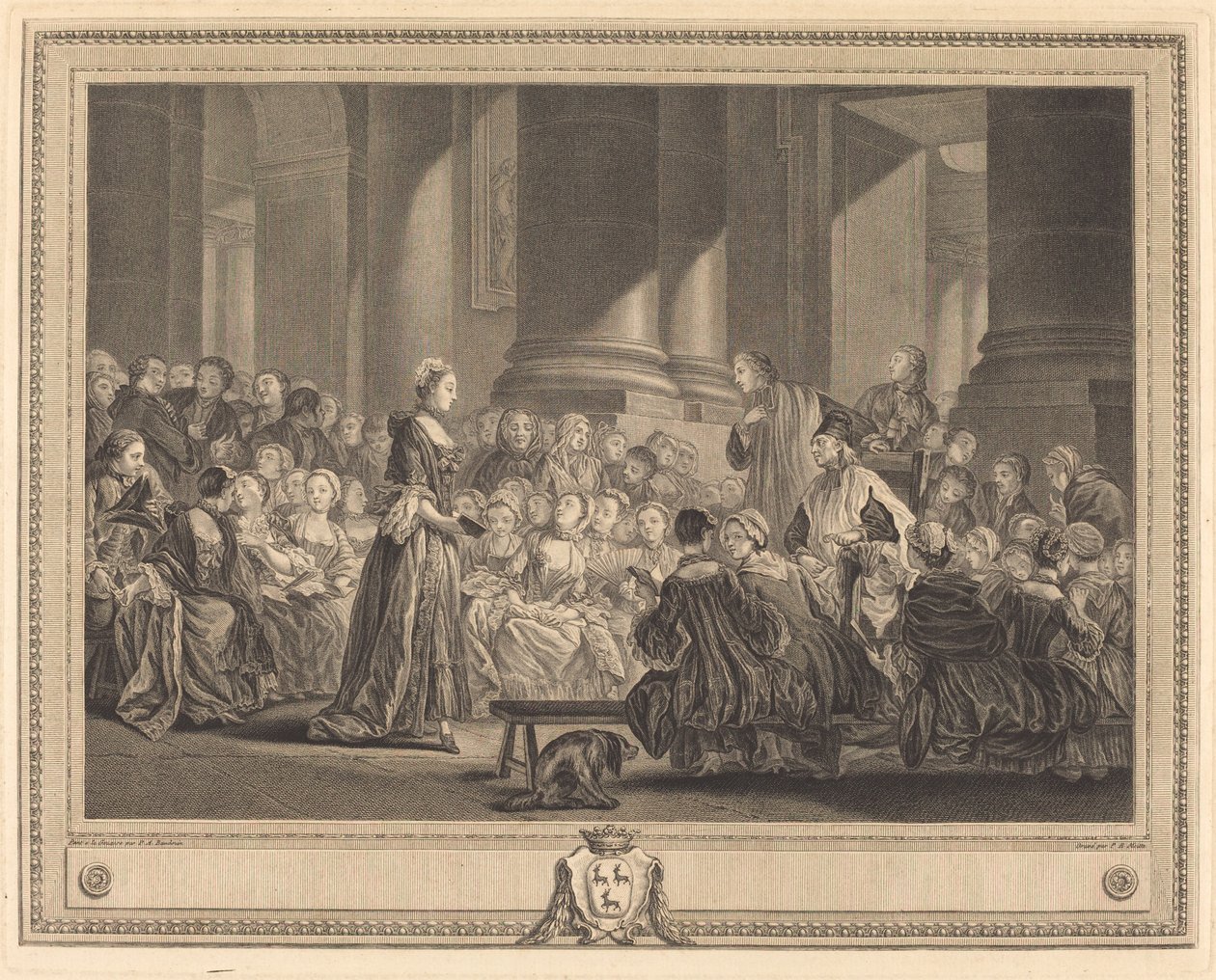 Le catéchisme - Pierre Etienne Moitte after Pierre Antoine Baudouin