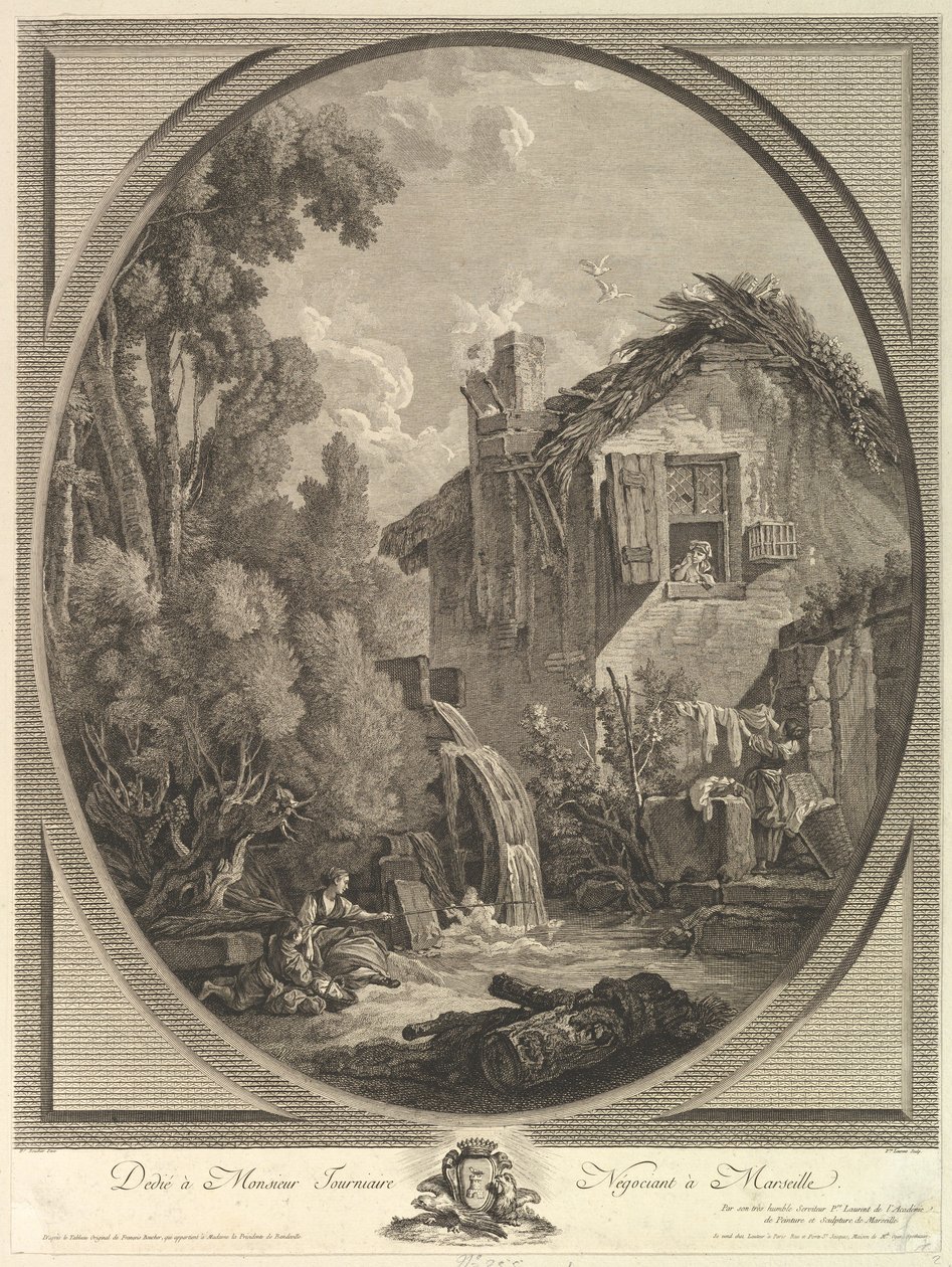 Paysage au moulin, 18e siècle - Pierre Francois Laurent