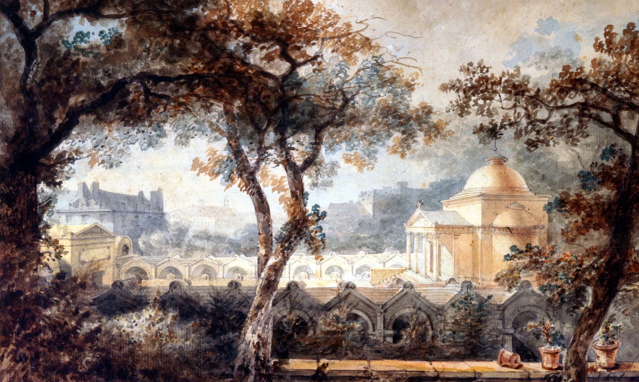 Chapelle expiatoire de Louis XVI à Paris, aquarelle, c.1830 - Pierre Francois Leonard Fontaine