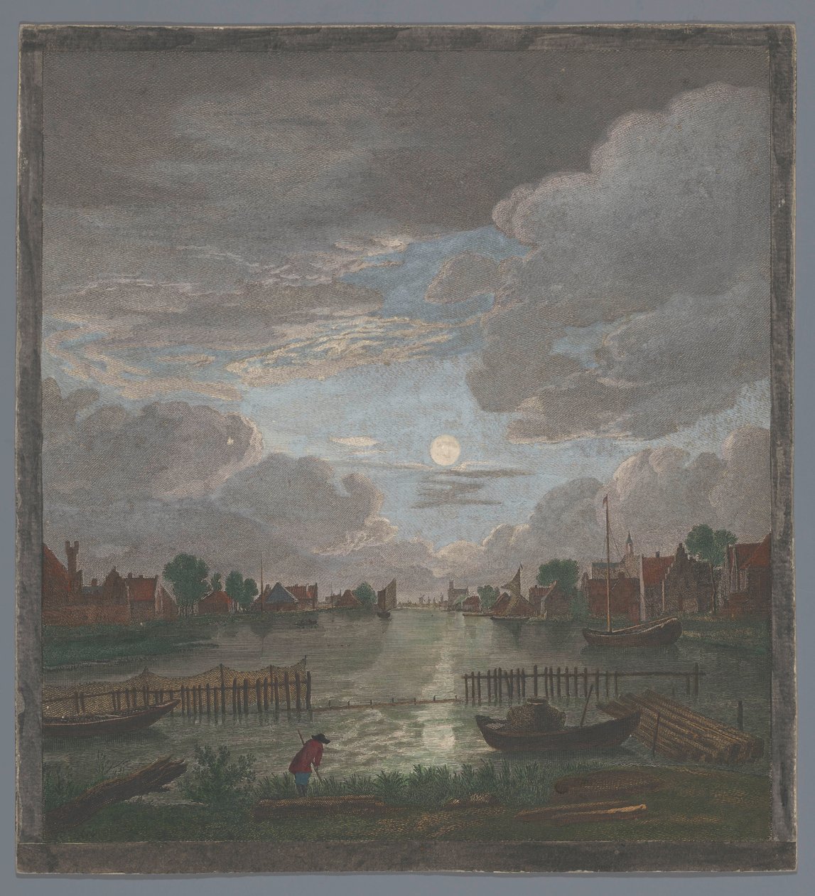 Vue sur un canal près de Haarlem au clair de lune - Pierre François Basan