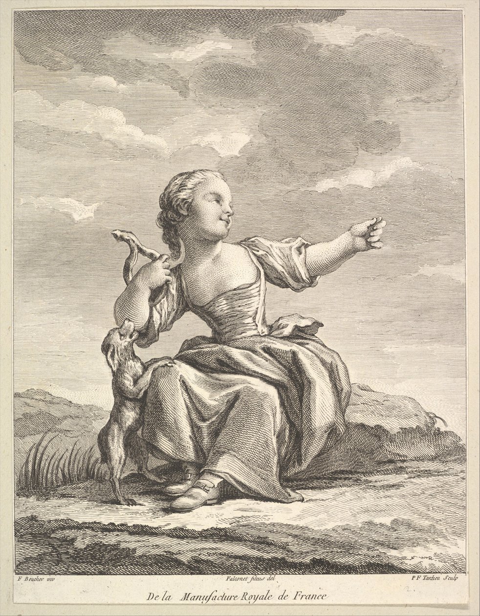 Petite fille jouant avec un chien, du Deuxième Livre de Figures d