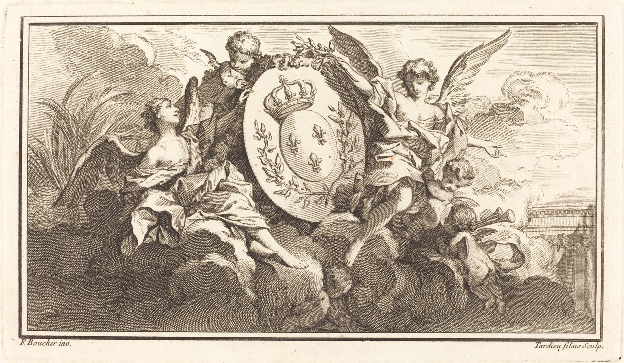 Armoiries royales de Louis XV - Pierre François Tardieu or Jacques Nicolas Tardieu after François Boucher