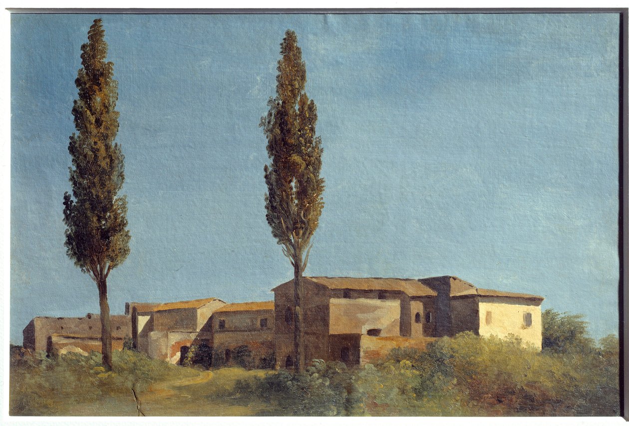 À la Villa Farnèse, les deux peupliers. Peinture de Pierre Henri de Valenciennes (1750-1819) - Pierre-Henri de Valenciennes