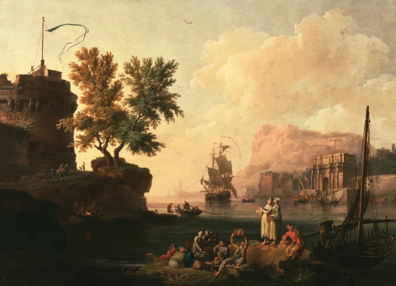 Scène portuaire méditerranéenne, vers 1763 (Huile sur toile) - Pierre Jacques Volaire