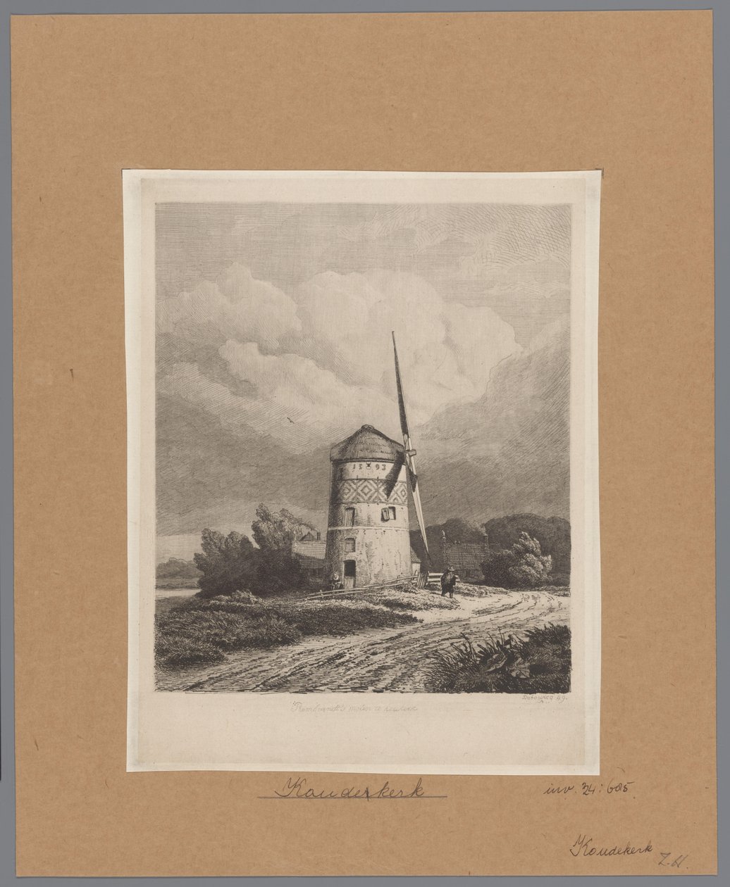 Vue du moulin de pierre ou moulin de Rembrandt à Koudekerk aan den Rijn - Pierre Louis Dubourcq