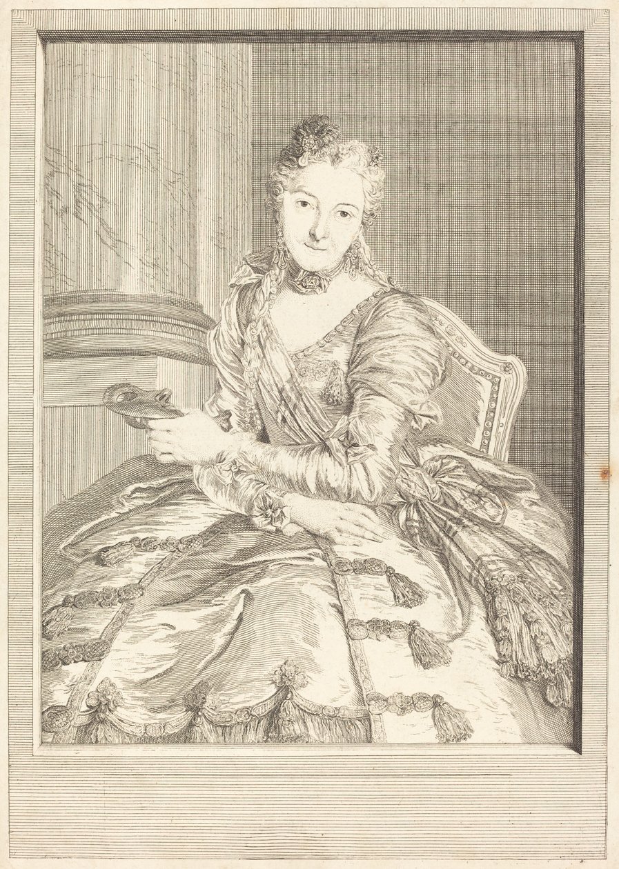 Mme. de M ... en habit de bal - Pierre Louis de Surugue after Charles Antoine Coypel