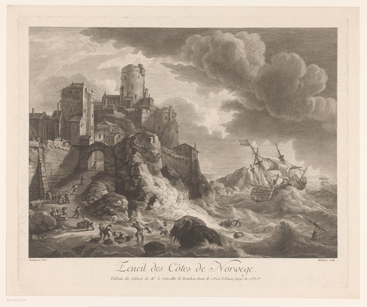 Côte de Norvège avec des marins échoués
Ecueil des Côtes de Norwege (titre sur l