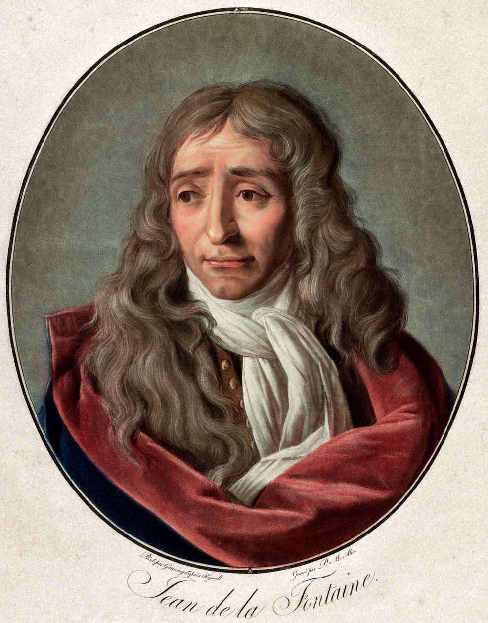Portrait de Jean de La Fontaine (Lafontaine) (1621-1695), poète français gravé par Pierre Michel Alix (1762-1817) par Ambroise Louis Garnerey (1783-1857) - Pierre Michel Alix