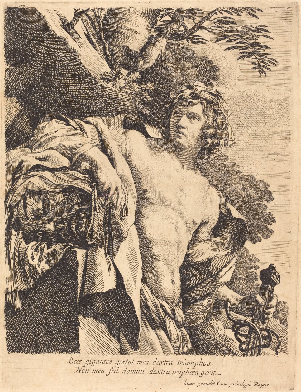 David avec la tête de Goliath - Pierre Mignard I after Simon Vouet