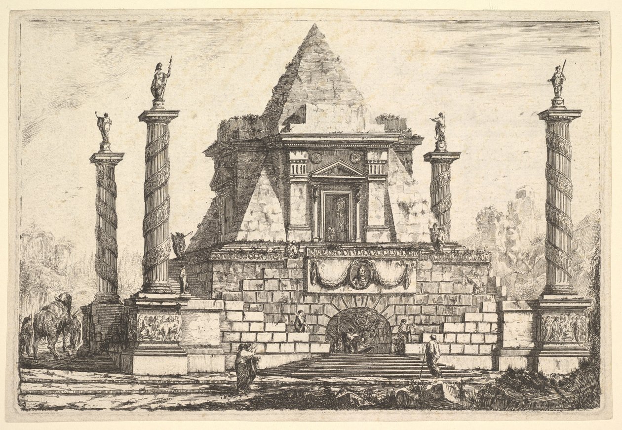 Architecture imaginaire avec chameau et figures, d