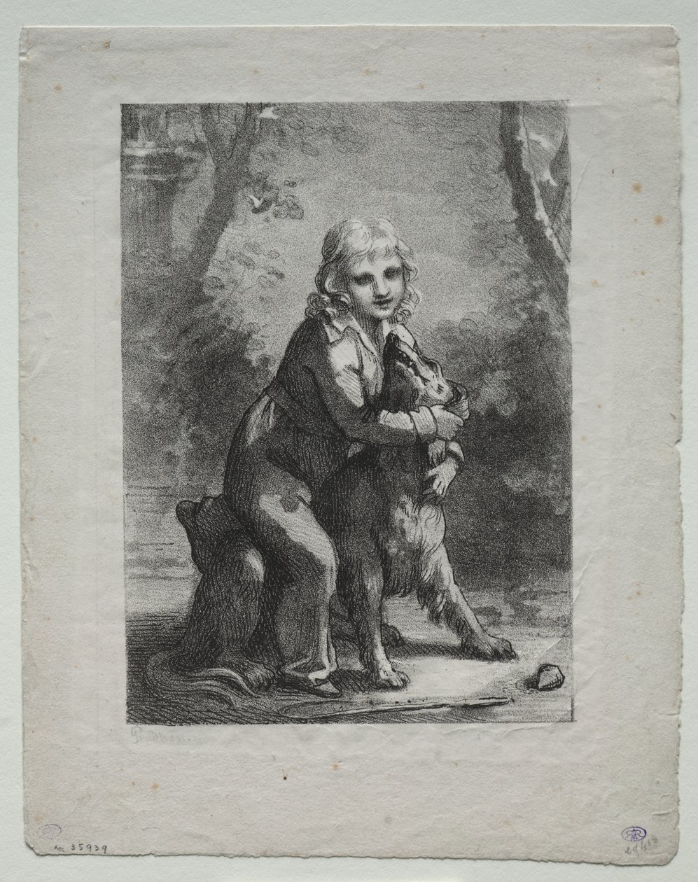 Garçon avec un chien - Pierre Paul Prud
